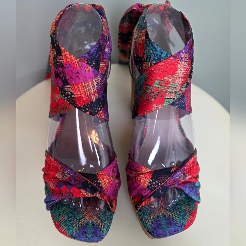 IMPO Women's Orabelle Ankle Wrap Platform Wedge Sandals Olani Bright Multi, 7.5